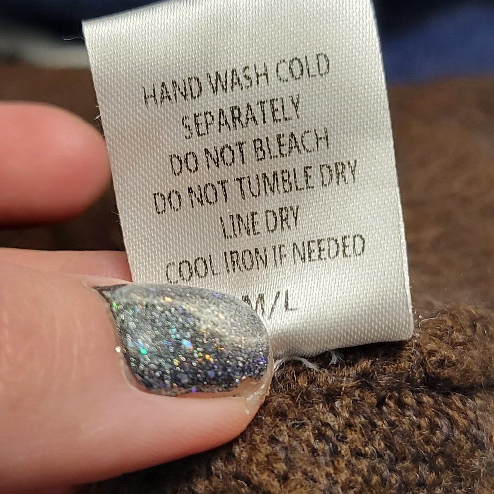 P.S. Love M/L Fuzzy Loose Fit Striped Color Block Cheetah Animal Print Sweater - Picture 7 of 7